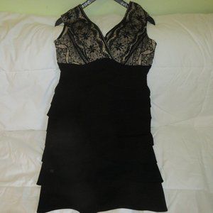Jessica Howard Black Tiered Chiffon Dress Size 8P